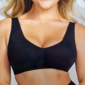 Honeylove - V-Neck Bra, color Vamp (black), size XL, wireless, pull-on style